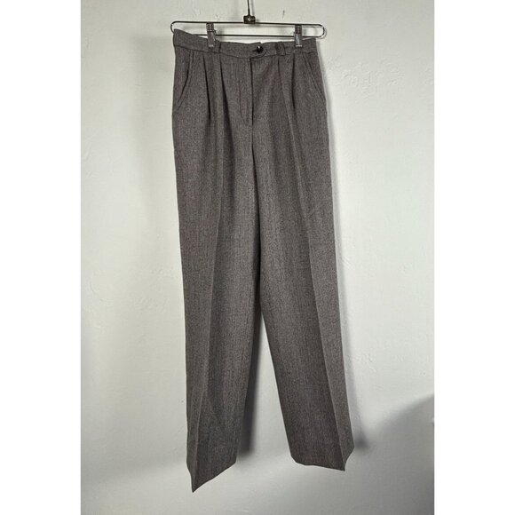 Giorgio Sant'Angelo Womens Wool Pleated Trousers Pants Size 4 Gray Straight Leg - Picture 1 of 8